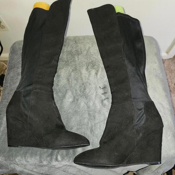 Charles By Charles David Pointed Toe Wedge Heeled Knee High Boots 8m - Picture 8 of 9